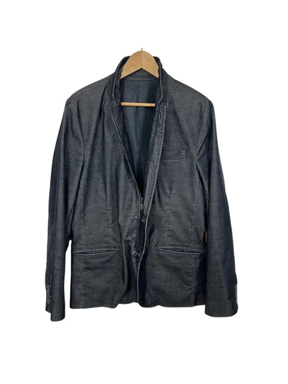 Kenneth Cole Reaction Corduroy Blazer Mens 44R Garment Dyed Zip Front Jacket